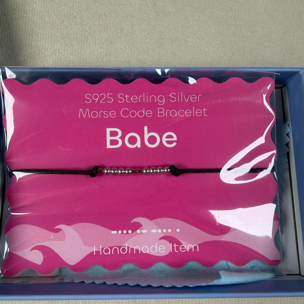 Silwaver S925 Sterling Silver Morse Code Bracelet Babe Adjustable Gift Boxed
